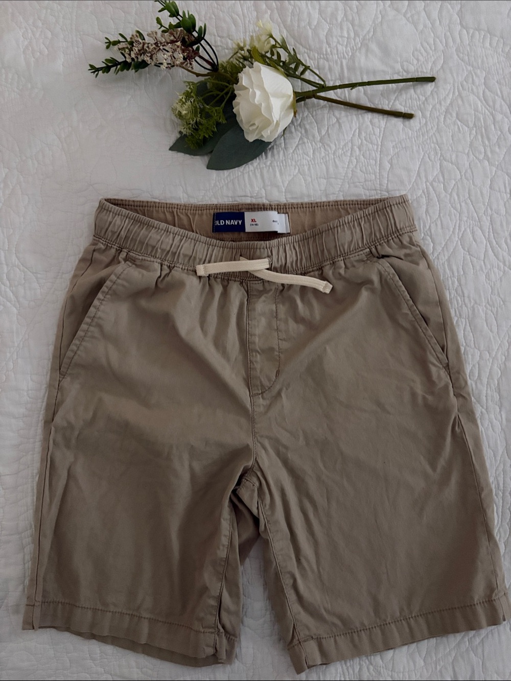 Old Navy boys Light khaki Drawstring Hybrid Shorts